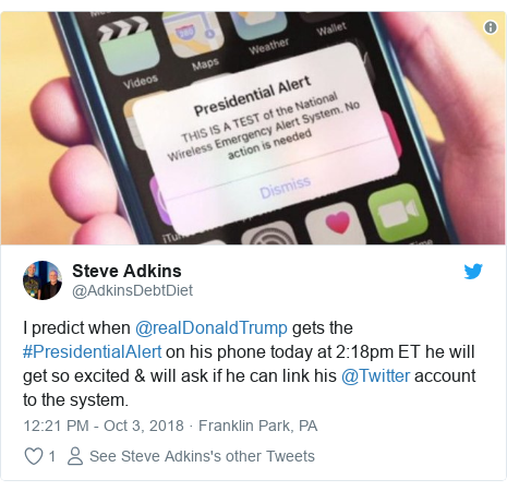 Presidential alert: US mobile phones get test message Presidential alert: US mobile phones get test message