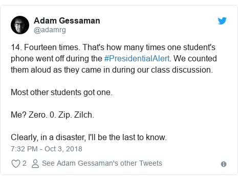 Presidential alert: US mobile phones get test message Presidential alert: US mobile phones get test message