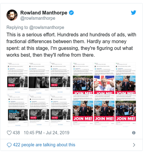 Flurry of Boris Johnson adverts tested on Facebook Flurry of Boris Johnson adverts tested on Facebook