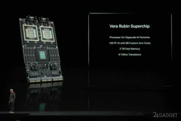 Хуанг показал Vera Rubin Superchip — CPU, два огромных GPU и 100 Пфлопс на одной плате для ИИ нового поколения (4 фото) Хуанг показал Vera Rubin Superchip — CPU, два огромных GPU и 100 Пфлопс на одной плате для ИИ нового поколения (4 фото)
